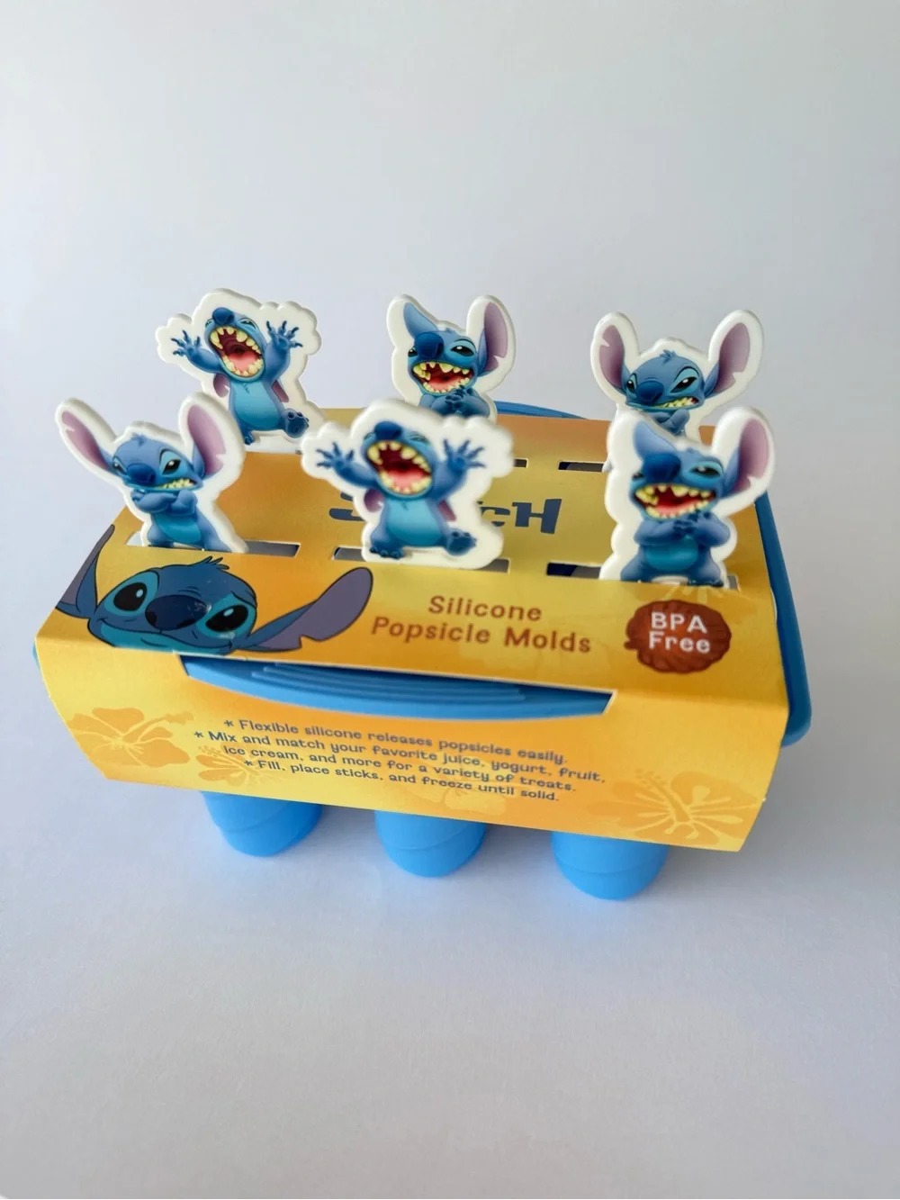 Disney Blue Stitch Silicone Popsicle Maker Set with Character Handles